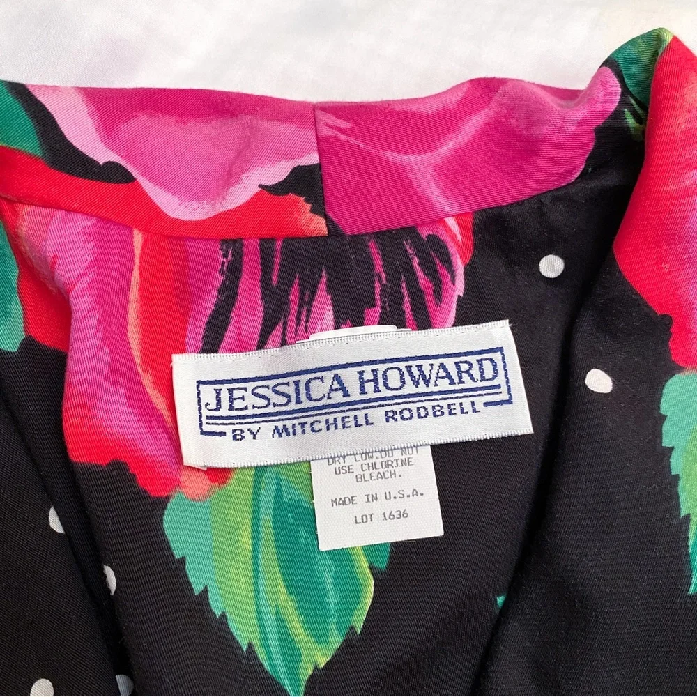 Vintage Jessica Howard by Mitchell Rodbell floral polka dot career dress - Picture 12 of 15